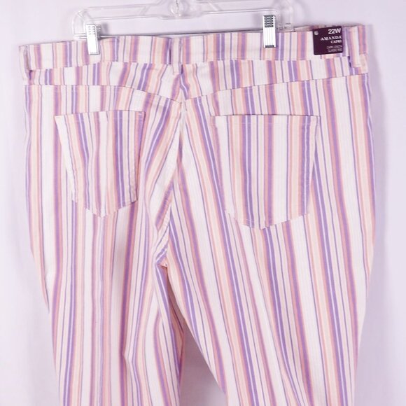 Gloria Vanderbilt Amanda Purple & Pink Striped Capri Jeans Plus Size 22W NWT - Picture 6 of 7